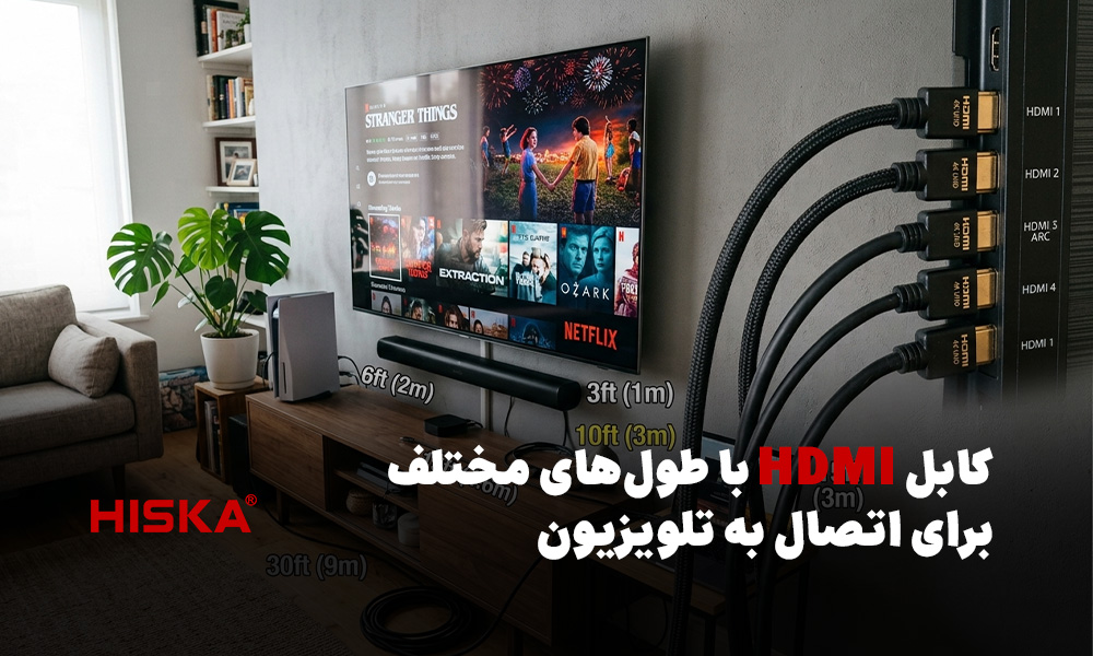 کابل HDMI با طول‌های مختلف برای اتصال به تلویزیون